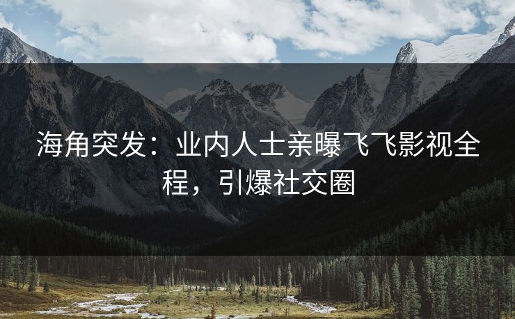 海角突发：业内人士亲曝飞飞影视全程，引爆社交圈
