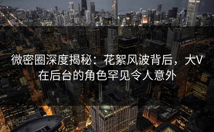 微密圈深度揭秘：花絮风波背后，大V在后台的角色罕见令人意外