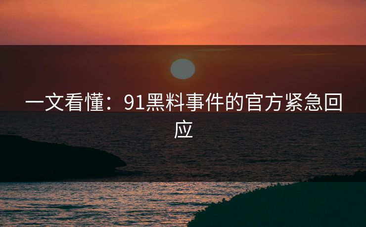 一文看懂：91黑料事件的官方紧急回应