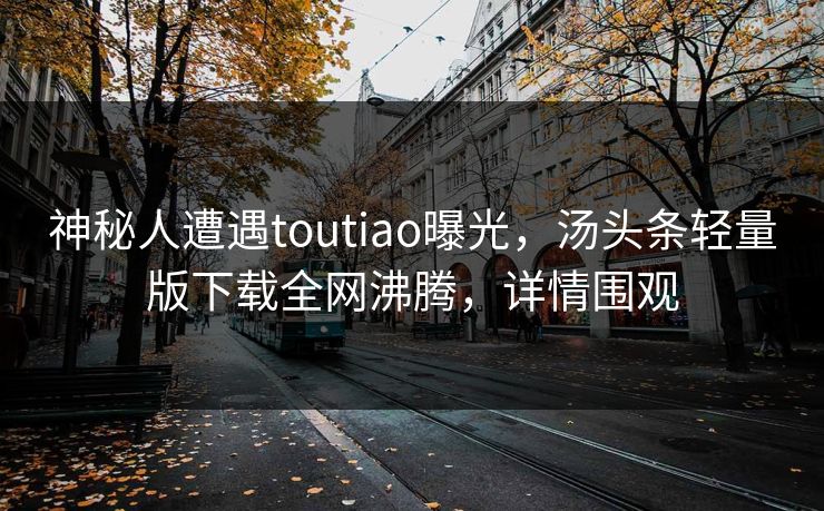 神秘人遭遇toutiao曝光，汤头条轻量版下载全网沸腾，详情围观