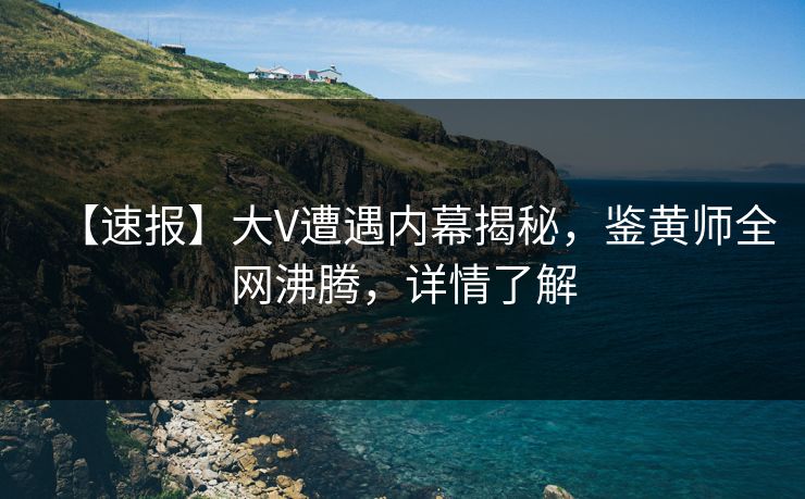 【速报】大V遭遇内幕揭秘，鉴黄师全网沸腾，详情了解