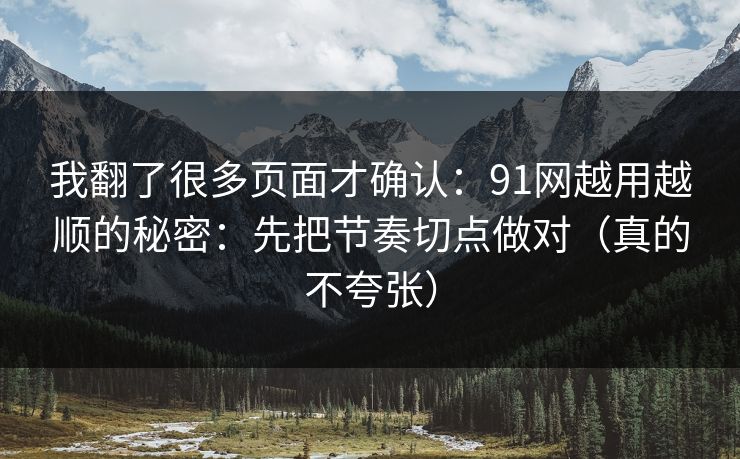 我翻了很多页面才确认：91网越用越顺的秘密：先把节奏切点做对（真的不夸张）
